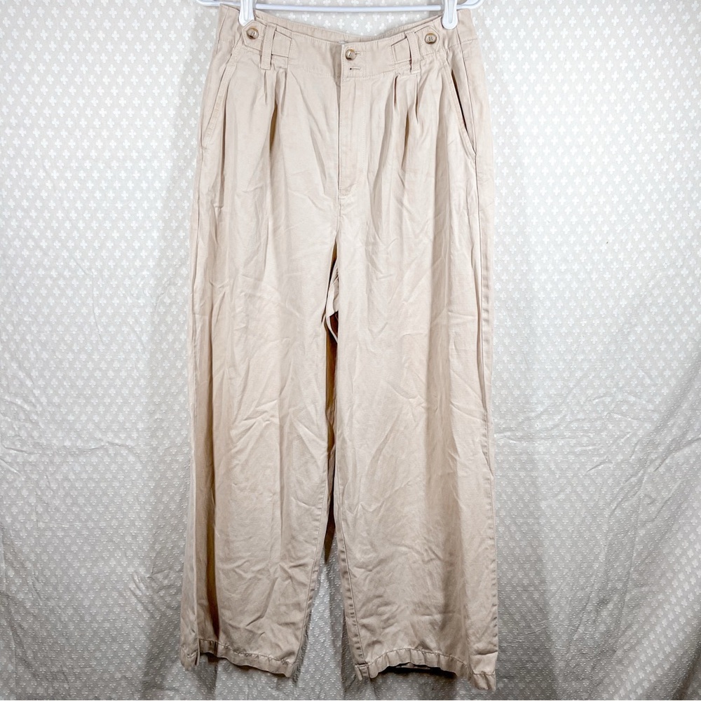 Madewell Sand Khaki Light‎ Academia The Harlow Wide Leg Trouser Pants - Picture 2 of 6